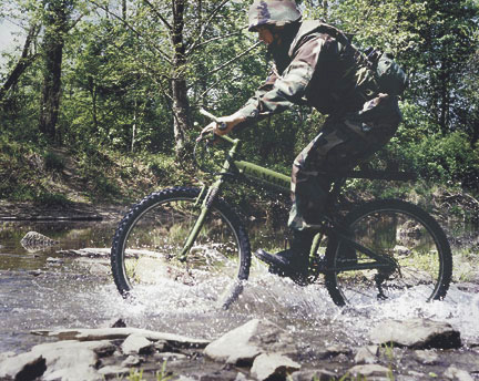Riding bike in creek